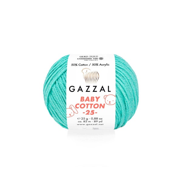 Gazzal Baby Cotton ,Punch Thread, 25 grams,82 meters,Knitting Yarn, Amigurumi Crochet, Punch Needle Yarn ,Cotton Amigurumi Yarns