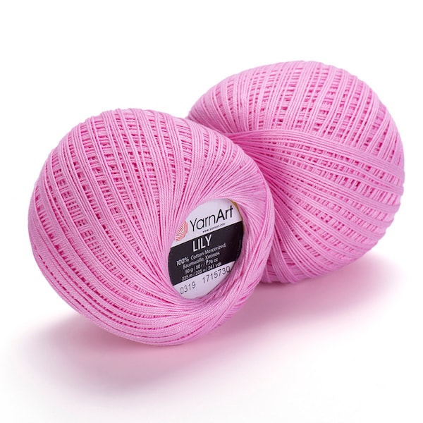 YARNART LILY, Mercerized Lace Yarn,Fingering Yarn, 100% Mercerized Cotton ,Accessory thread,Summer Yarn,Lace Thread,1.76 Oz,246.06 Yds