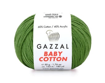 Fil de coton pour bébé Gazzal, 50 grammes, 165 mètres, fil à tricoter, crochet amigurumi, fil de coton pour bébé, fil hypoallergénique, fils de coton amigurumi