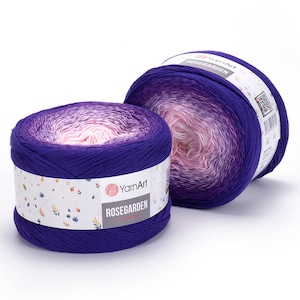 YARNART ROSEGARDEN - Multicolor Knitting Yarn, Cake Yarn, Summer Yarn, Shawl Yarn, Dress Yarn,, 100% Cotton, 8.80 Oz, 1093.60 Yds