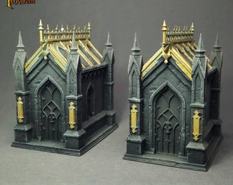 Teren cmentarza Mauzoleum do gier bitewnych. Malowanie na zamówienie, cmentarz. Malowane miniatury terenu, sceneria do gier bitewnych