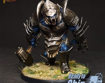 Malowany troll w zbroi, gigantyczna figurka do D&D, Pathfinder, RPG, Fantasy, DnD Potwór Ork, gigantyczny troll