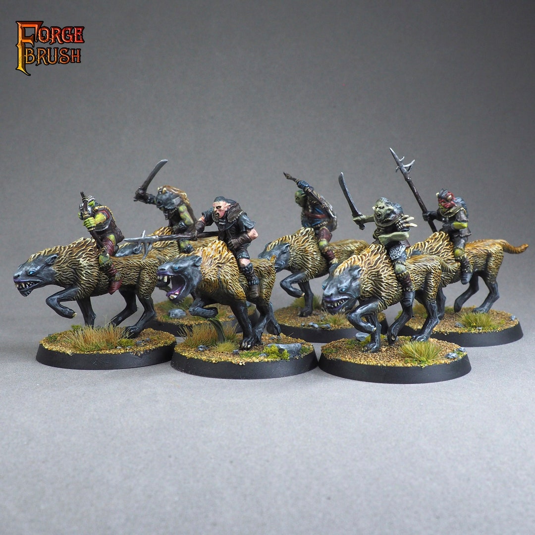 Warg Riders, Painted Miniatures. LOTR. the Lord of the Rings MESBG ...