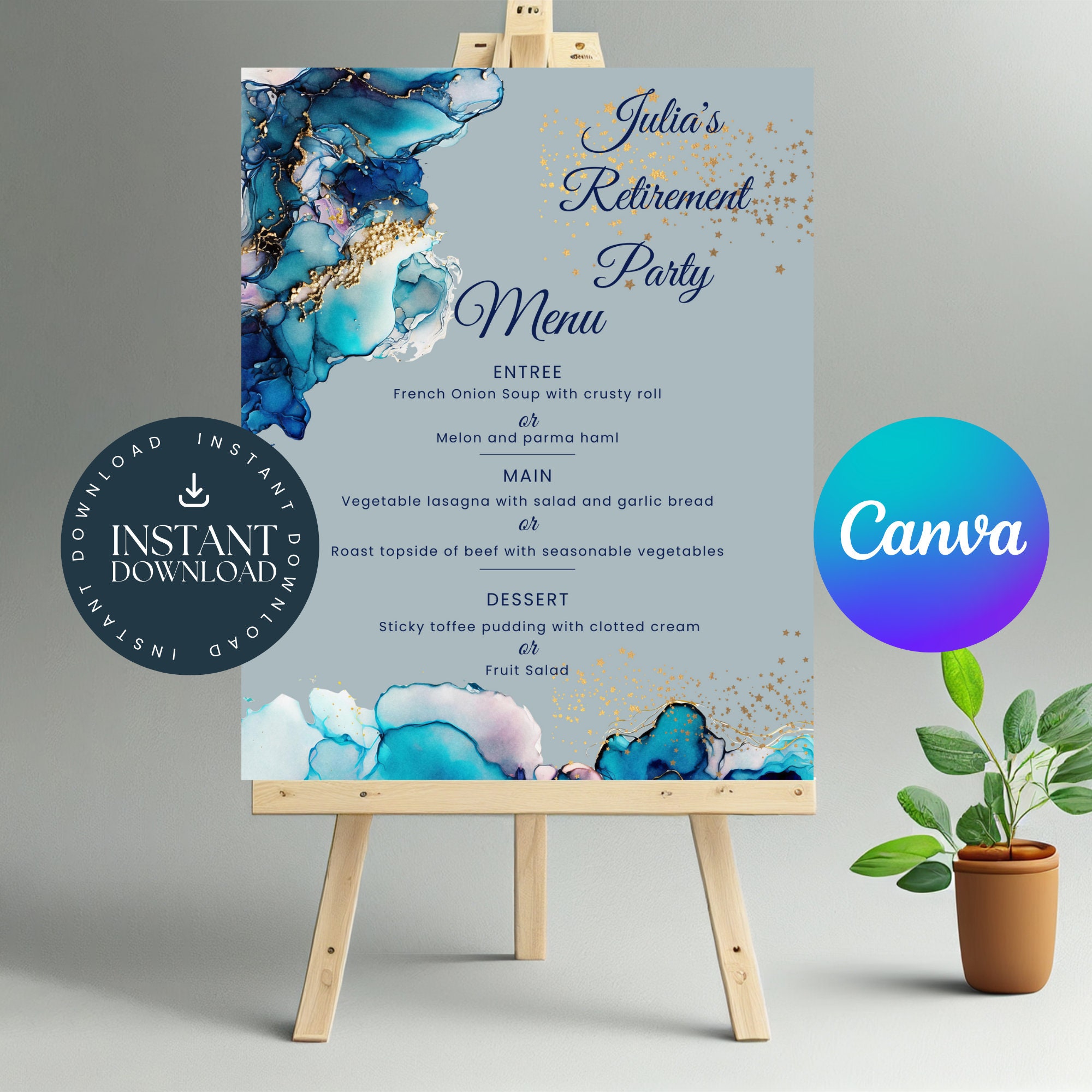 Retirement Party Menu INSTANT DOWNLOAD Editable Bar Menu Etsy