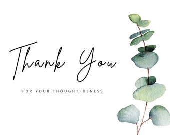 Thank You Note Card Minimalist Eucalyptus