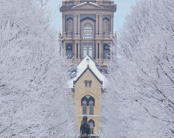 Notre Dame Golden Dome Winter Photo – ND Campus Art (Digital Download)