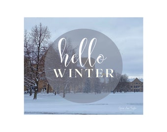Hello Winter Postcard w/ Envelope, digital download