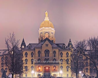 Notre Dame Golden Dome Winter Photo • University Wall Art (Digital Download)