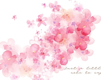 Beautiful Friendship Thank You Folded Greeting Card. Pale Pink & White. Ready to print.