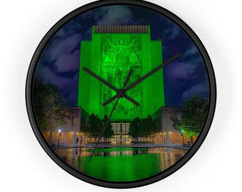 Notre Dame Touchdown Jesus Clock | Irish Wear Green Photography (10"x10")