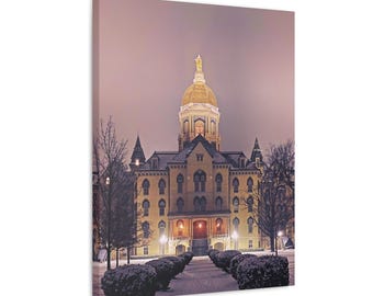 University of Notre Dame | Golden Dome in Winter | Canvas Photography Print