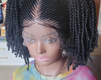 Full lace Cornrow braided wig hand made 1B