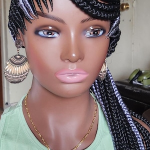 Fully Hand Braided box braids 1B/gray