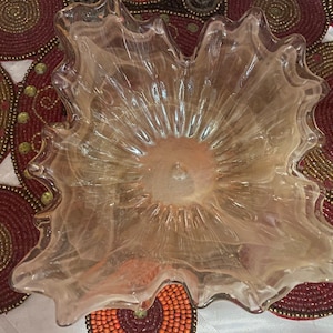 Lavorazione Arte Murano Art Glass Centerpiece Bowl Console / Butterscotch Swirl / Made in Italy / Accent / Vintage
