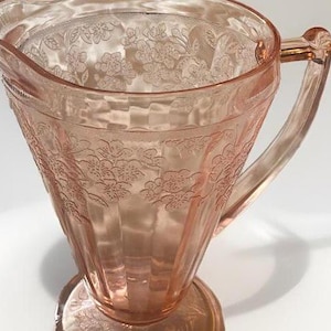 Jeannette Glass Pitcher | Cherry Blossom Pink Depression Glass | Vintage 1930s