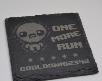Bindung von Isaac - One More Run - Untersetzer // Indie Gaming personalisierbares personalisiertes Gamer Geschenk