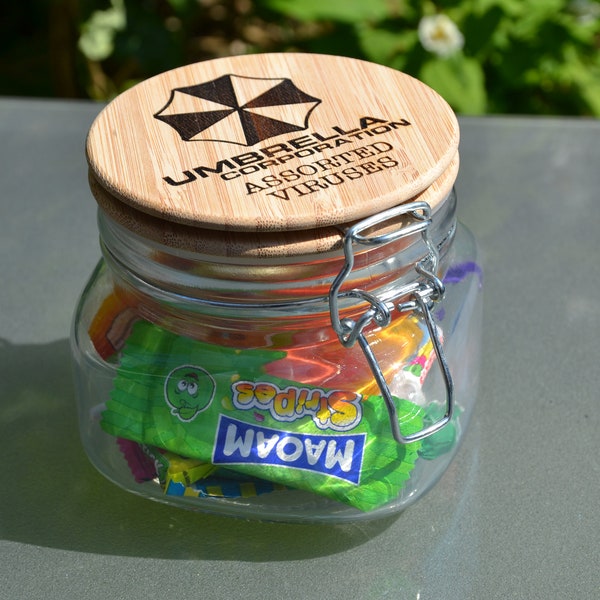 Umbrella Corporation Assorted Viruses - Candy Snack Jar // Resident Evil Capcom Inspired Game Room Gift for any RE series fan.