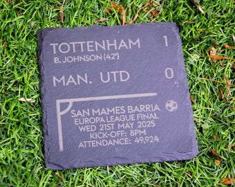 Tottenham 1 - 0 Man. Utd - Europa League Cup Final Game Coaster // Hotspurs Spurs Fans Football COYS  Gift Father&#39;s Day Premier League