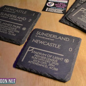 Sunderland v Newcastle 25/26 Tyne-Wear derby dubbele leisteen onderzetter set//Premier League voetbalfans cadeau Vaderdag