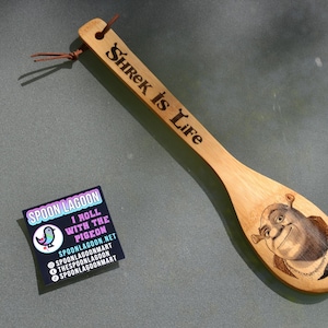 Shrek Kitchen Spoon - Shrek is love Shrek is Life // Wooden Bamboo kitchen must have Dreamworks Meme