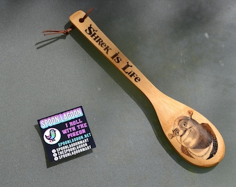Shrek Kitchen Spoon - Shrek is love Shrek is Life // Wooden Bamboo kitchen must have Dreamworks Meme