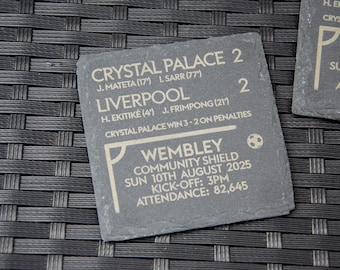 Crystal Palace 2 - 2 Liverpool - 2025 FA Community Shield Game Slate Coaster // Charity Shield Eagles Football Gift Wembley Premier League