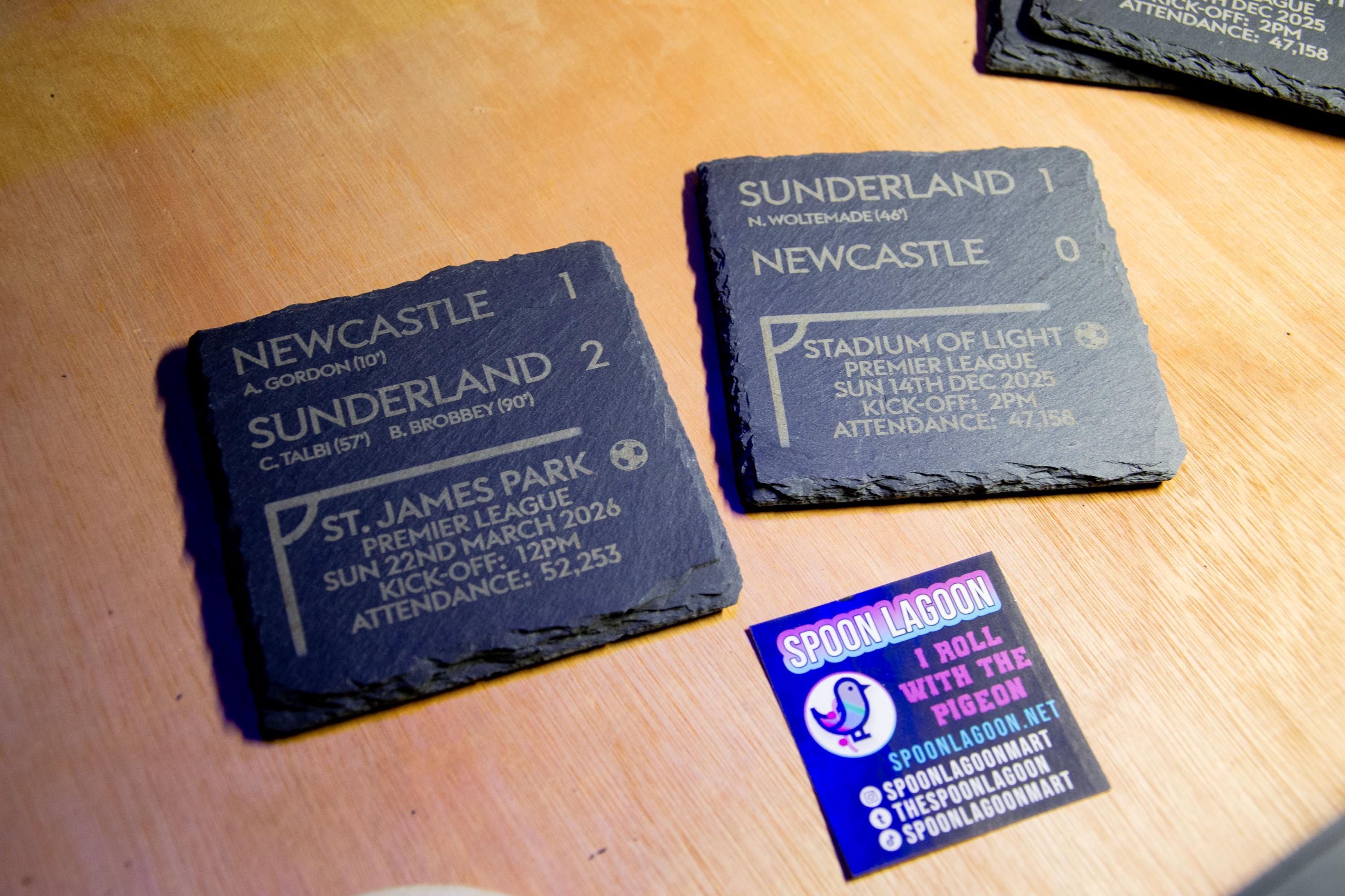 Double Slate Course Sunderland V Newcastle 25/26 Tyne-wear Derby Double Slate Coaster Set ...
