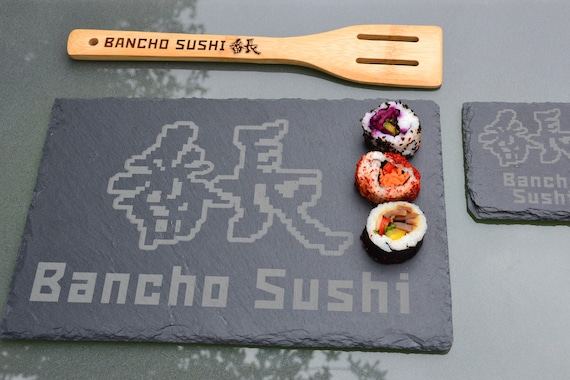 Bancho Sushi Slate Serving Board + Slate Coaster + Bamboo Spatula