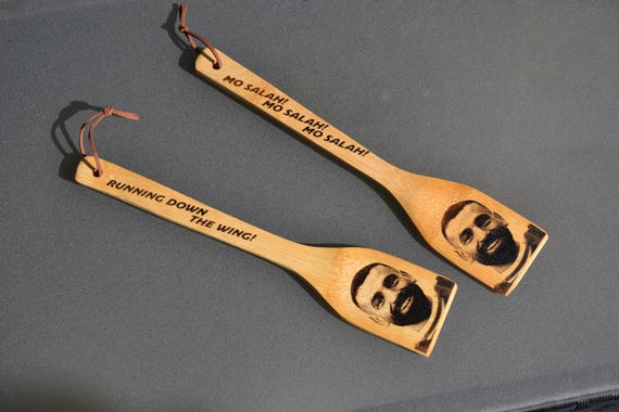 Mo Salah Kitchen Spatula - Running Down the Wing / Double sided laser engraving - Liverpool Football Father's Day LFC Fan Gift Egyptian King