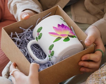 A Thoughtful Unique Coffee Mug Gift Lotus Flower Mug For Wellness Self Care Mug Lotus Meaningful Gift For New Mom Floral Mug Gift For Mommy