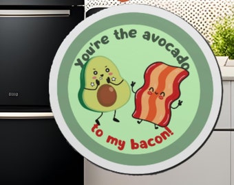 Fridge Magnet "You're the Avocado to my Bacon", Avocado & Bacon Fridge Magnet, Keto Diet and Weight Loss Magnet for Fridge or Office (Round)