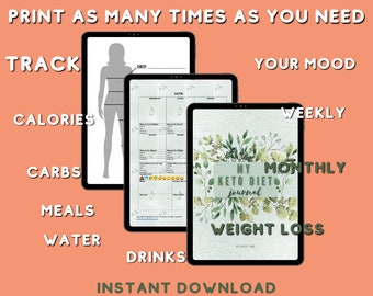 Keto Weight Loss Journal Food Tracker Weight Loss Accountability Keto Meal Planner Weight Loss eBook How to Start Keto Diet PDF Download