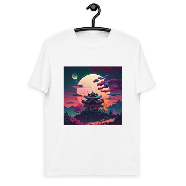 Unisex organic cotton t-shirt graphic SYNTHWAVE Japanese Temple