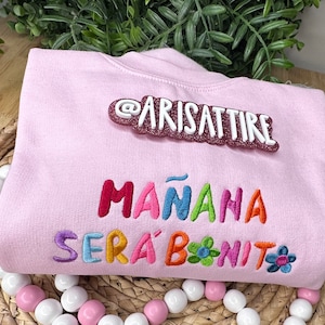 Mañana será bonito crew neck,Karolg,bichota, embroidery gifts for everyone
