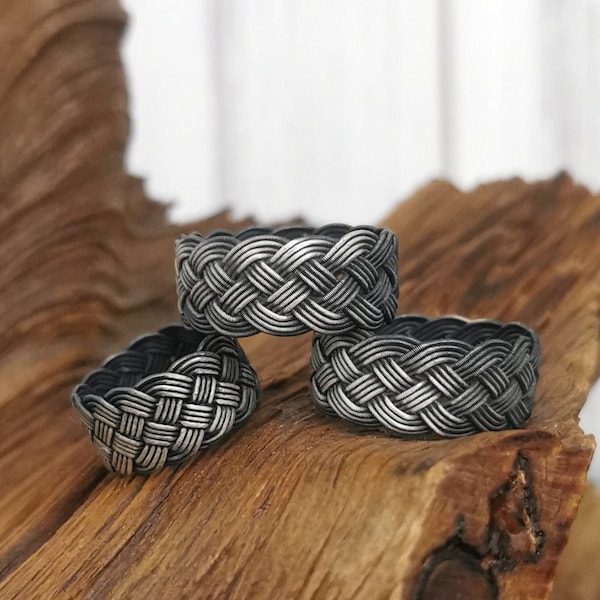 Silver Braided Ring • Flexible Band Ring • Hand Woven Ring • Men's Vikings Ring • Handmade Man Ring • Celtic Ring • Unique Gift for Husband
