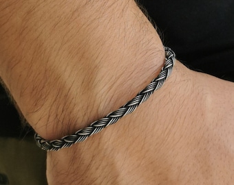 999 Silver Foxtail Chain • Braided Men's Bracelet • Silver Weave Bracelet • Handmade Wheat Chain • Woven Bracelet • Gift for Boyfriend