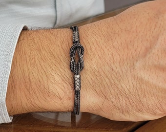 Pulsera de Plata de Ley para Hombre • Pulsera de Punto • Pulsera de Hombre Elegante • Joyas Vikingas • Pulsera Unisex • Regalo Único para Padre