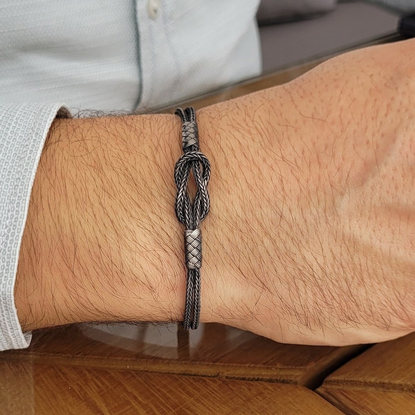Sterling Silver Men's Bracelet • Knitted Bracelet • Elegant Man Bracelet • Vikings Jewelry • Unisex Bracelet • Unique Gift For Father