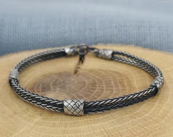 Bracelet Vikings pour homme • Bracelet en argent 999 • Bracelet en argent tressé • Bracelet homme fait main • Bijoux celtiques pour homme • Cadeau pour petit ami