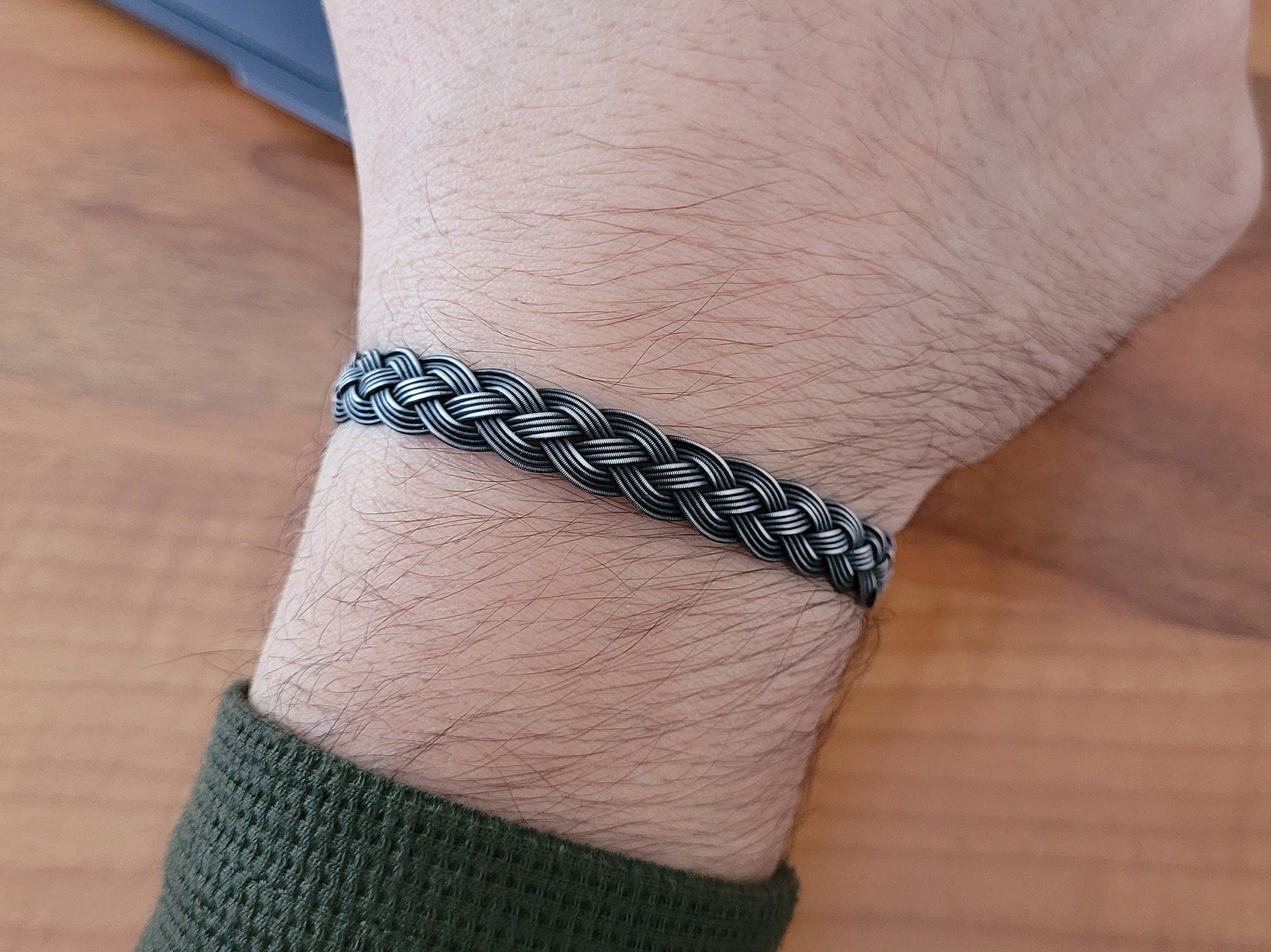 Men's Braided Bracelet Silver Twisted Bracelet Woven Etsy