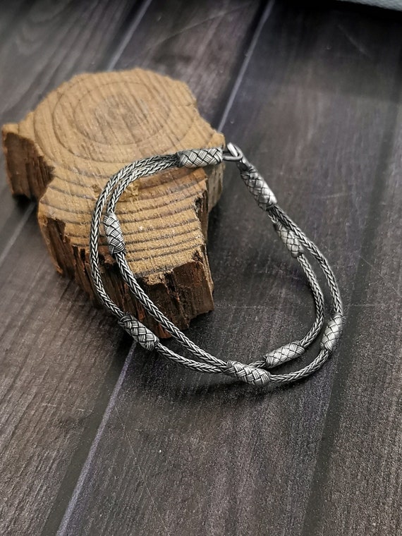 999 Silver Bracelet • Elegant Man Bracelet • Men's Jewelry • Oxidized Bracelet • Boyfriend Gift • Husband Gift • Christmas Men's Gift