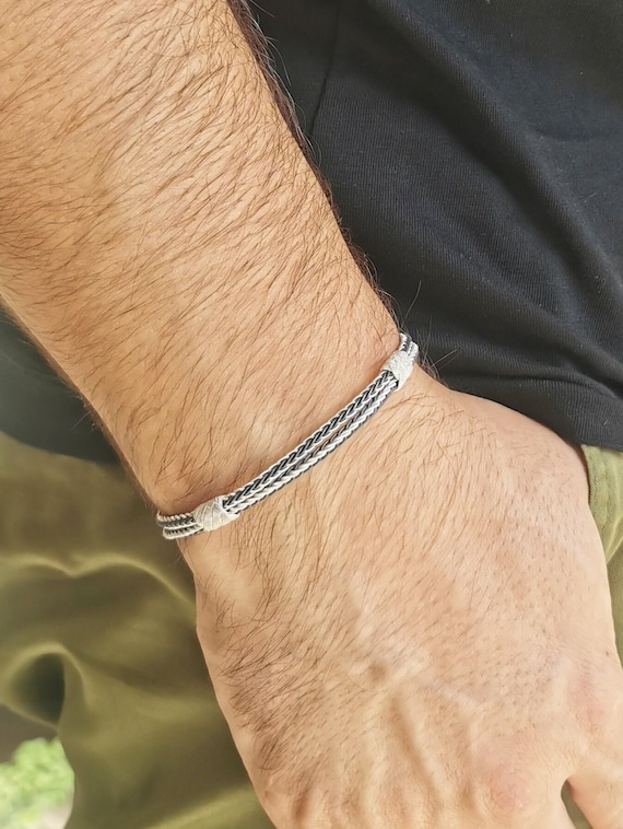 Unisex Silver Bracelet • Silver Braided Bracelet • Handmade