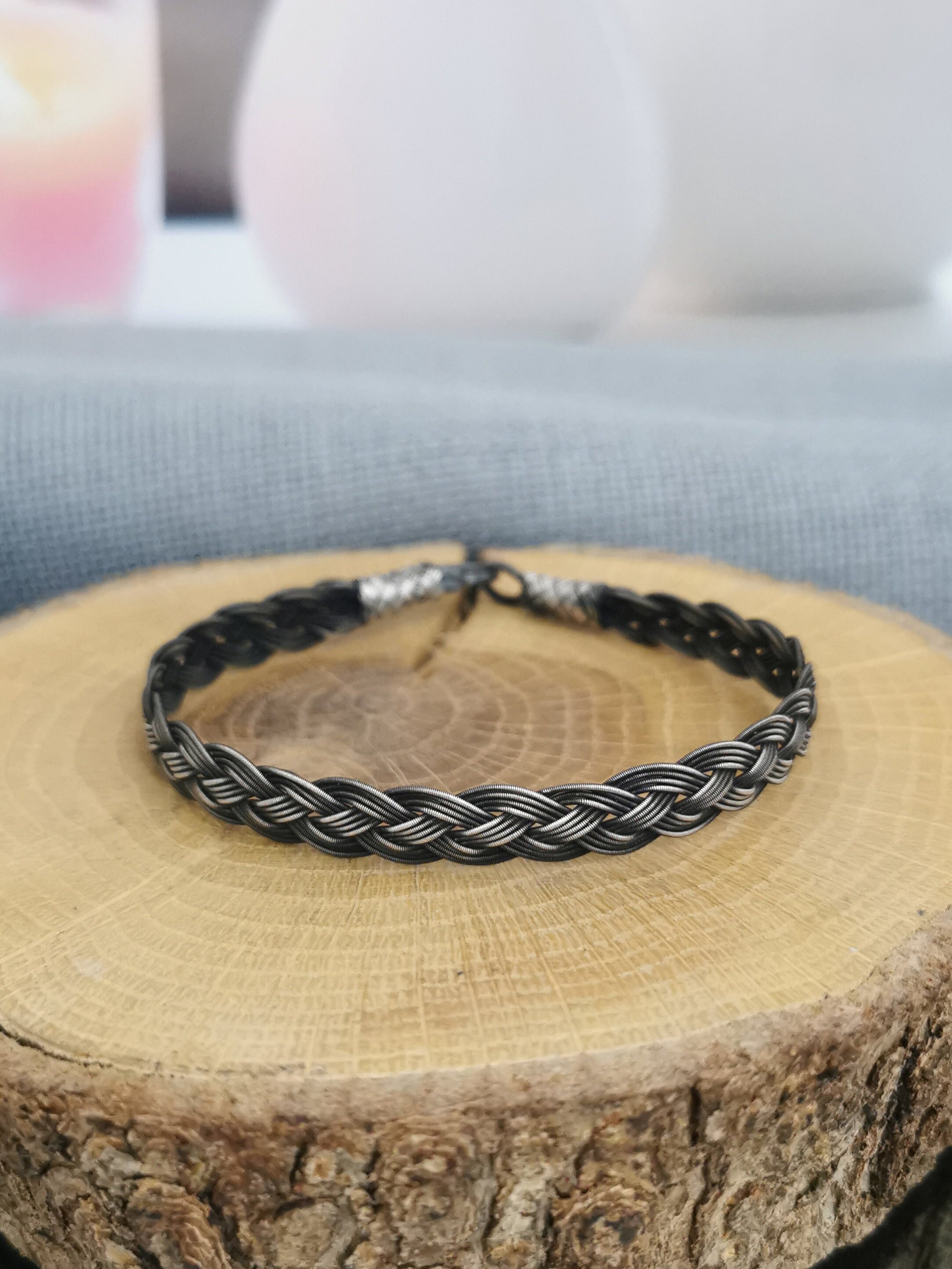 Men's Braided Bracelet Silver Twisted Bracelet Woven Etsy