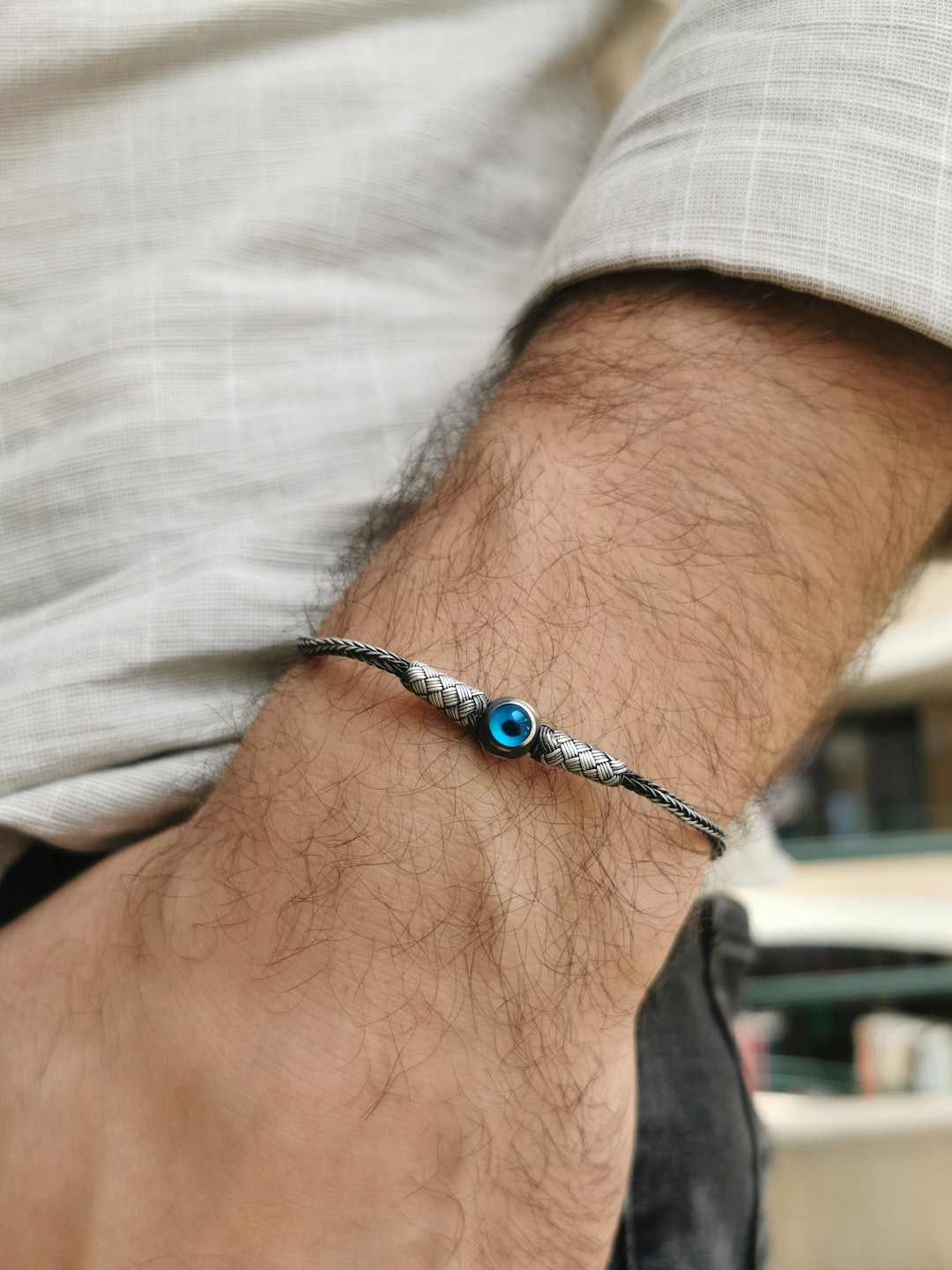 Men's Evil Eye Bracelet • 999 Silver Bracelet • Celtic Man Jewelry •  Elegant Mens Bracelet • Unique Boyfriend Bracelet • Christmas Man Gift 