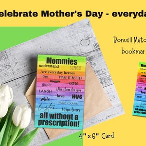 Rainbow card for Mom | Mother&#39;s day card | Rainbow bookmark | Customizable