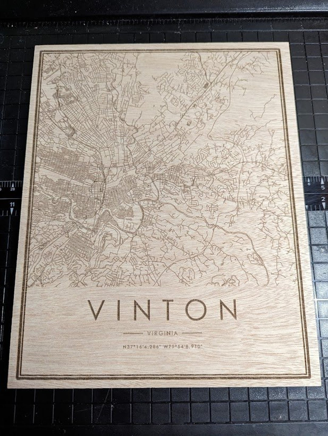 Vinton VA Wood Engraved Map Etsy