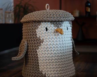 Wäschekorb, Aufbewahrungskorb, Spielzeugkorb, Dekokorb, Pinguinkorb