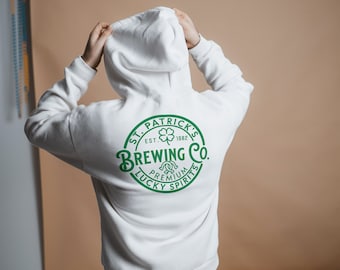 Brew Company Irish Pub, Funny St Patricks Day Hoodie, St Paddys Day Hooded Sweatshirt, St Patricks Day Drinking Hoodie, Graphic on Back
