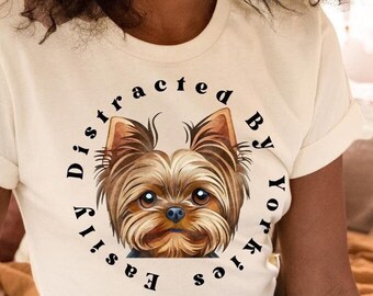 Easily Distracted By Yorkies Shirt, Cute Dog Paw Shirt