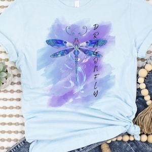 DragonFly T-Shirt, Womens Tee Shirt, Watercolor dragonfly Design Tee, Custom Dragonfly Printed Unisex Tee Shirt Bella Canvas